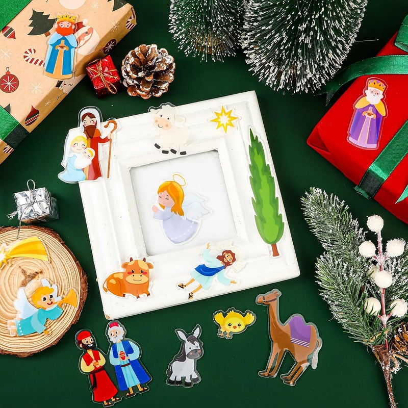 MARFOREVER 50 PCS Nativity Christmas Window Clings Stickers, Christmas Religious Gel Stickers Holy Jesus Thick Gel Clings Decals for Gift Toddlers Classroom Xmas Winter New Year Glass Decorations - Image 5
